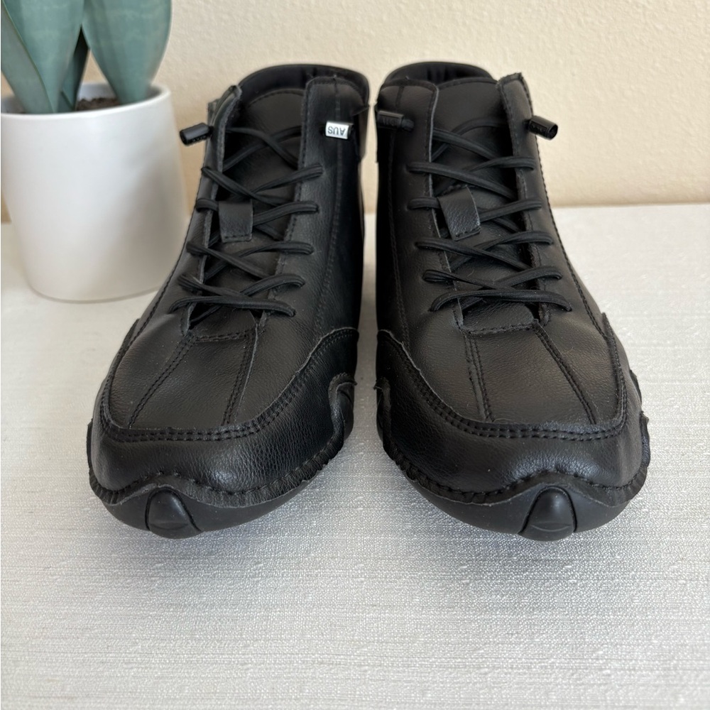 L.Deck Black Faux Leather High-Top Sneakers Men’s EU42 US9 - Picture 7 of 15